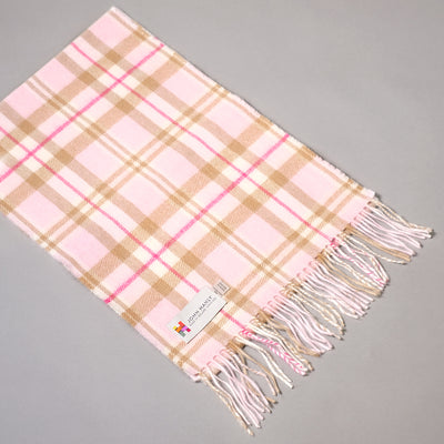 Pure merino wool scarf in light pink check