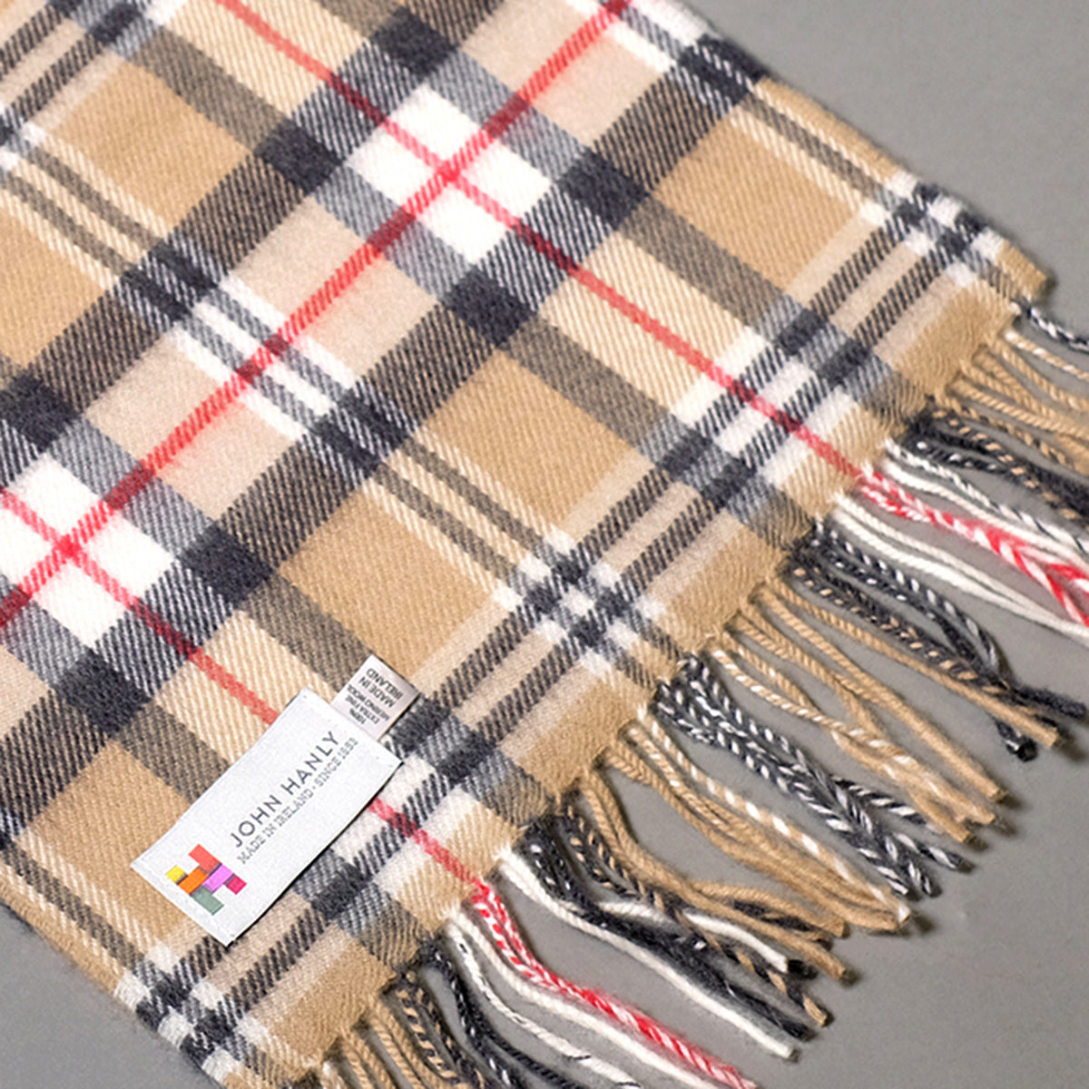 Merino Scarf - Wool Scarf - Camel Check – Highland Store