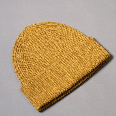 Pure Wool Beanie Hat in Gold
