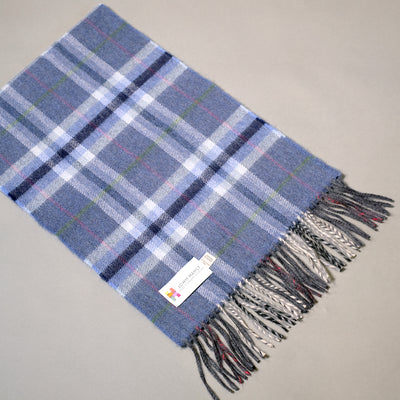 Pure merino wool scarf in grey & blue check