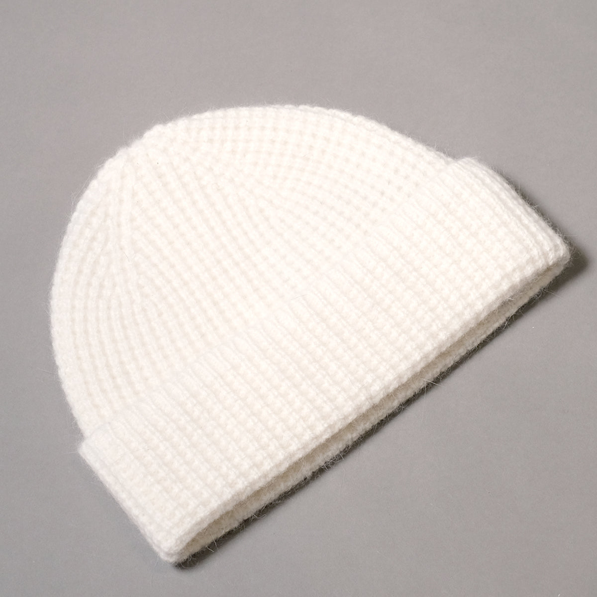 Pure Wool and Angora Beanie Hat in White