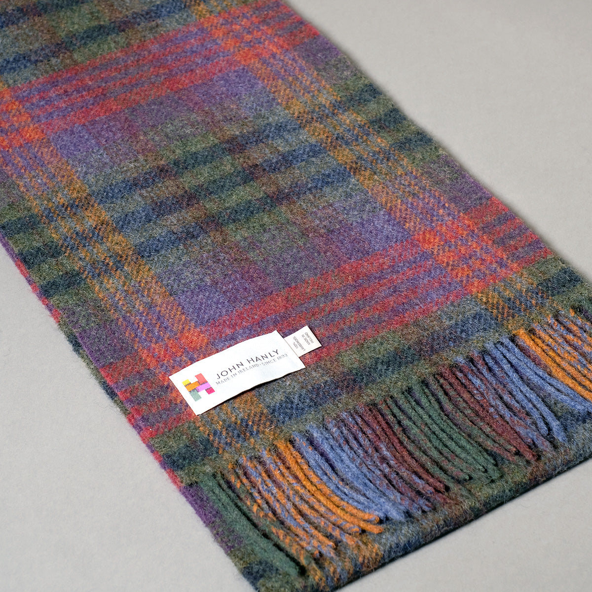 Pure Wool Scarf in Burgundy, Green Purple Check