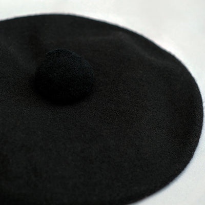 Pure Wool Beret Tam in Black