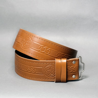 Celtic Brown Leather Kilt Belt