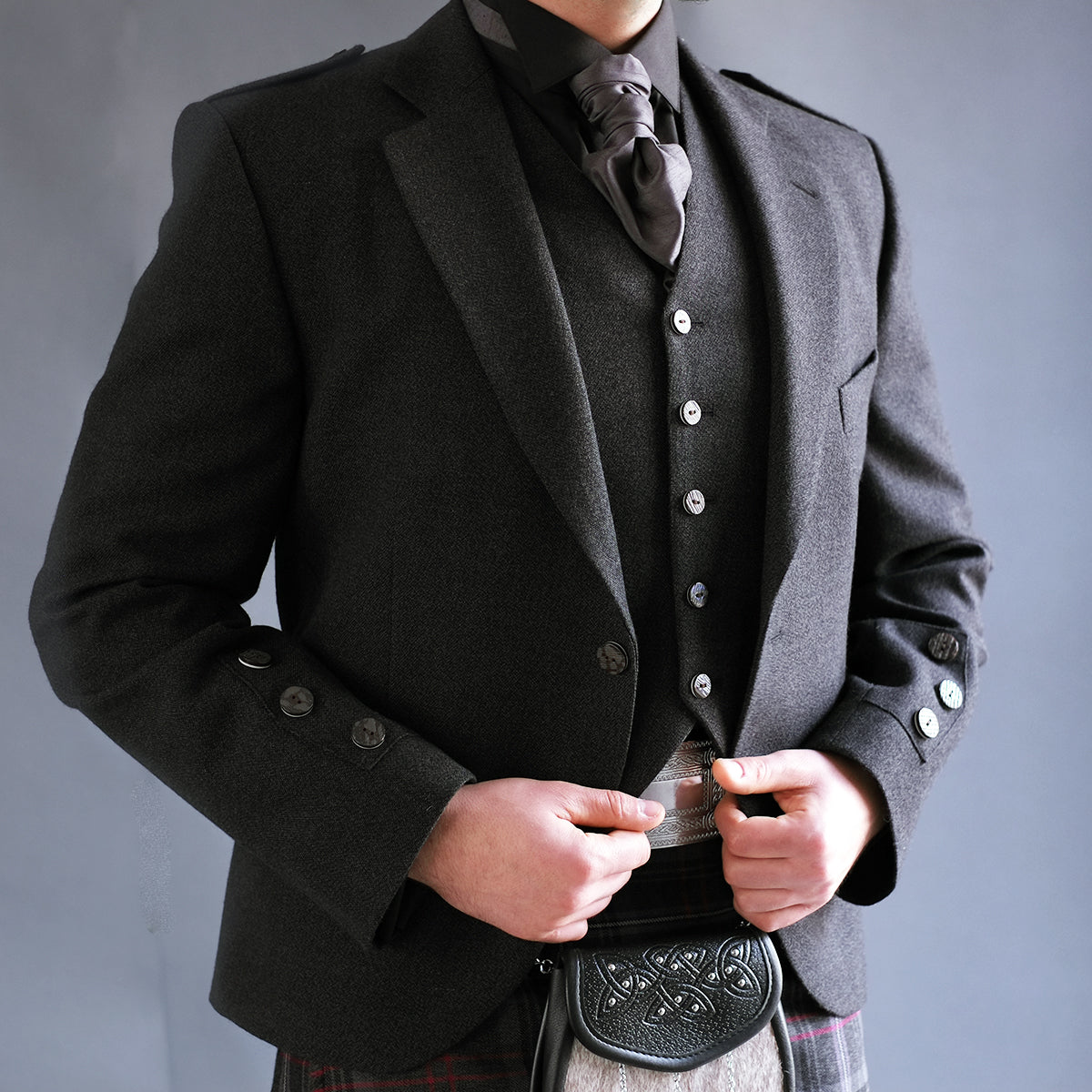 Grey tweed blazer and waistcoat on sale