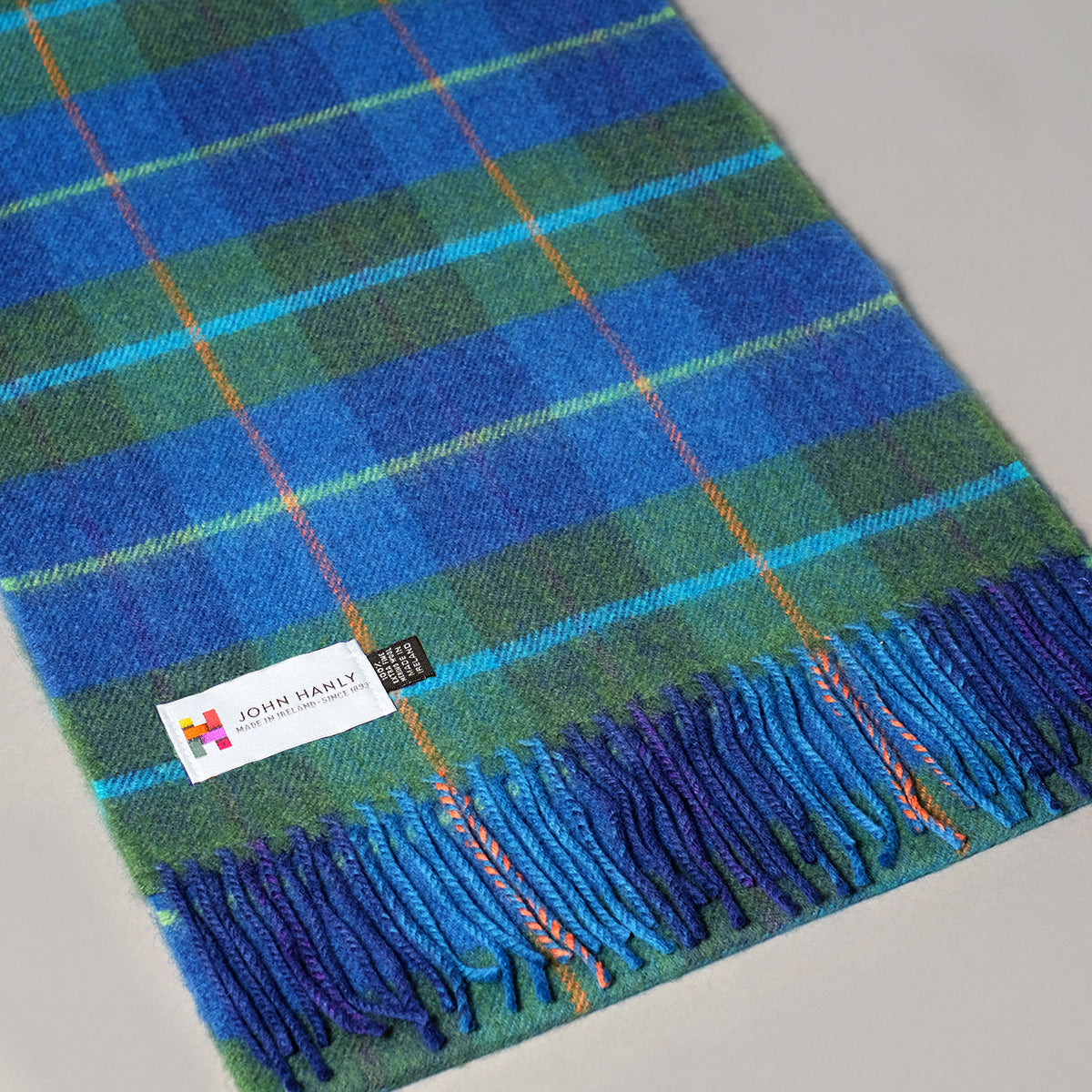 Kerry Woollen Mills Killarney Herringbone Wool Scarf - Green Check