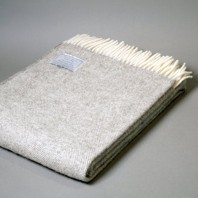 Undyed Pure New Wool Herringbone Blanket in Grey