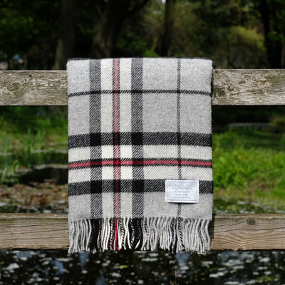 Pure Wool Blanket in Grey Thompson Tartan