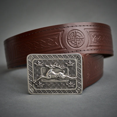 Kilt Belt Buckle with Leaping Stag