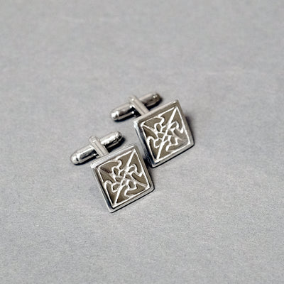 Square cufflinks with Celtic knot design crafted in the finest Pewter
