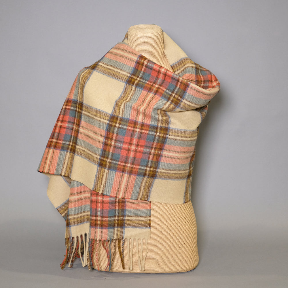 Wool Shawl - Woollen Stole - Antique Dress Stewart Tartan  Highland Store