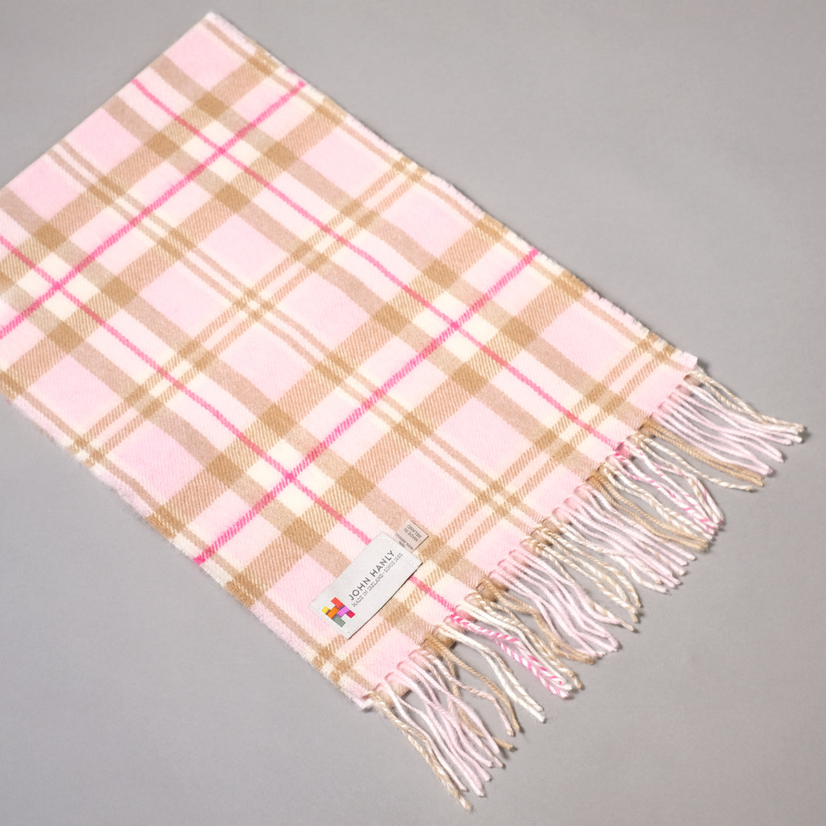 Merino Scarf - Wool Scarf - Baby Pink Check – Highland Store