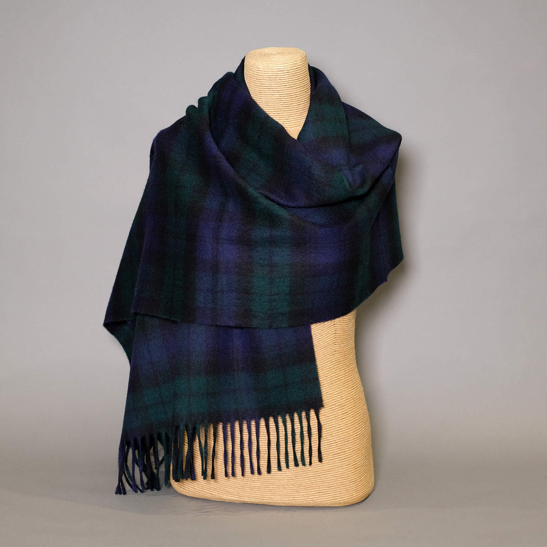 100% Wool Blanket Scarf Merino Wool Cashmere Throw Bright Yellow, Pink And Green Check John Hanly  Co