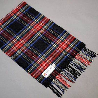 Pure merino wool scarf in Black Stewart Tartan