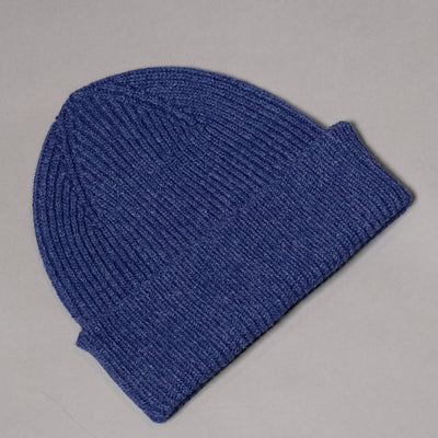 Pure Wool Beanie Hat in Blue