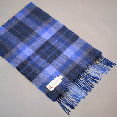 Pure merino wool scarf in navy & blue check