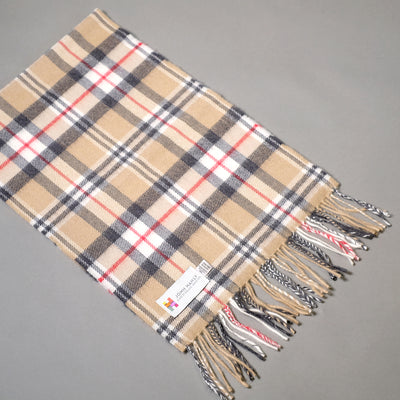 Pure Merino Wool Scarf in Camel Check