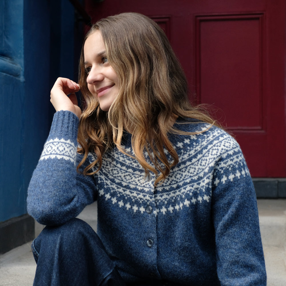 Blue fair isle sweater hotsell