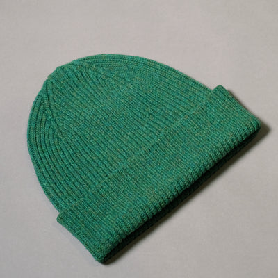 Pure Wool Beanie Hat in Green