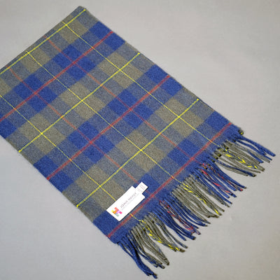 Pure merino wool scarf in khaki & blue checkPure merino wool scarf in khaki & blue check