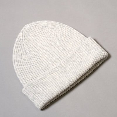 Pure Wool Beanie Hat in Light Grey