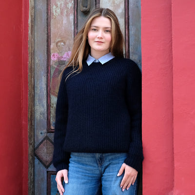 Mohair blend jumper in Navy
