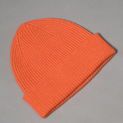 Pure Wool Beanie Hat in Orange