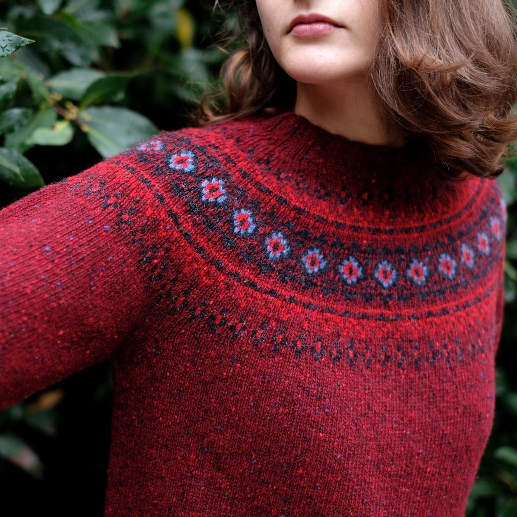 Pure wool fair isle jumper in red - Main Image