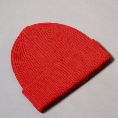 Pure Wool Beanie Hat in Red