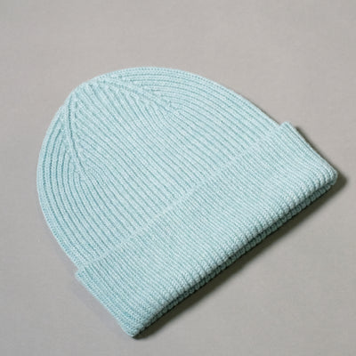 Pure Wool Beanie Hat in Light Turquoise