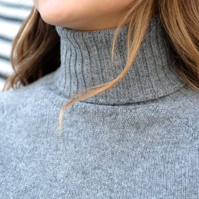 Pure Wool Polo neck jumper in grey