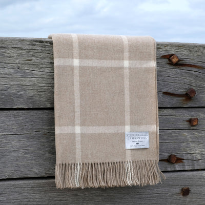 Merino Wool Windowpane Blanket in Beige