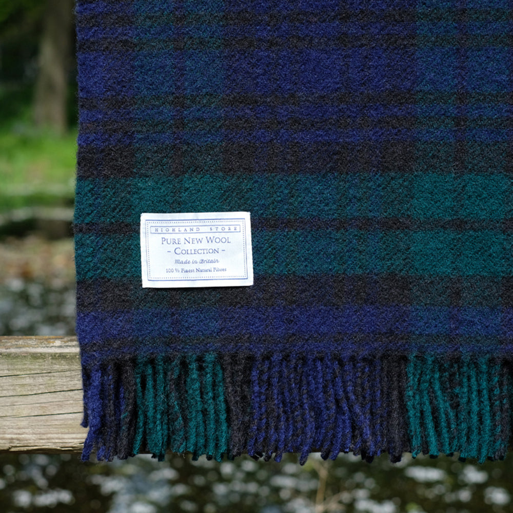 Pure Wool Blanket Wool Throw Black Watch Tartan Highland Store