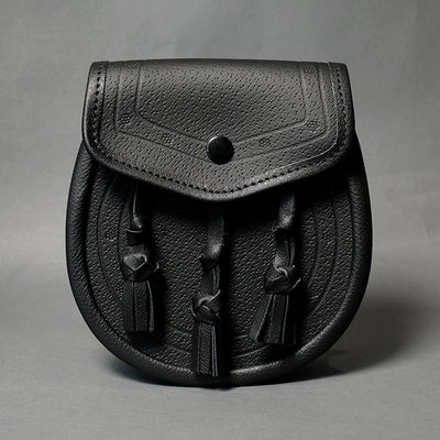 Black Leather Day Sporran with Embossing