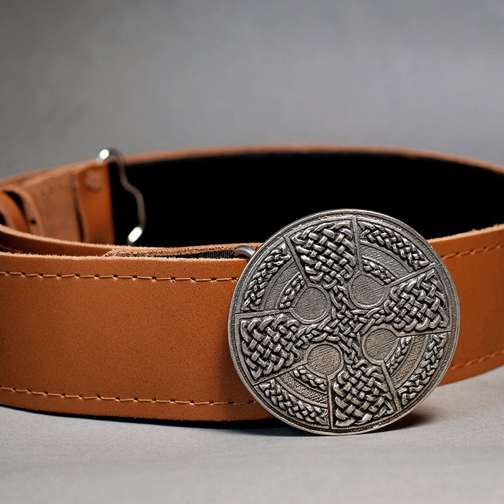 Celtic Cross Round Kilt Belt Buckle Made in Scotland Highland Store