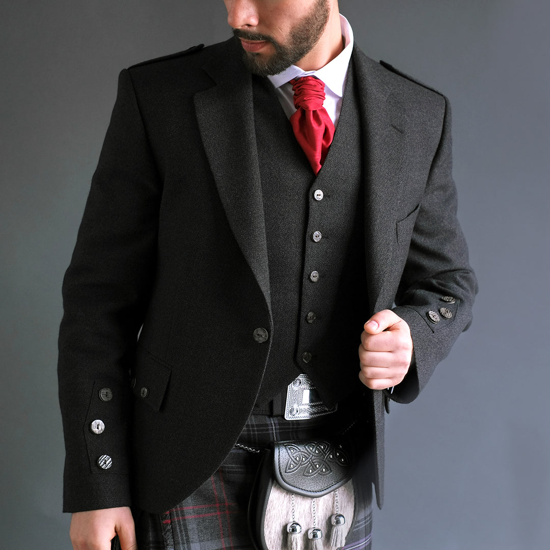 Black tweed kilt jacket on sale
