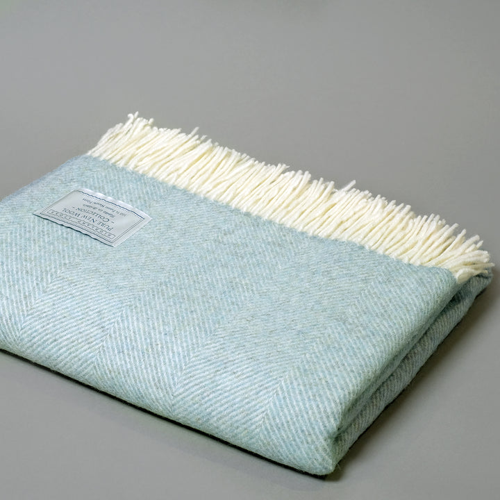 Lambswool Blanket Lambswool Throw Herringbone Duck Egg Highland Store