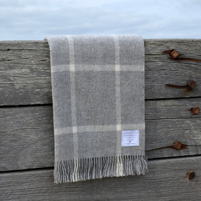Merino Wool Windowpane Blanket in Grey