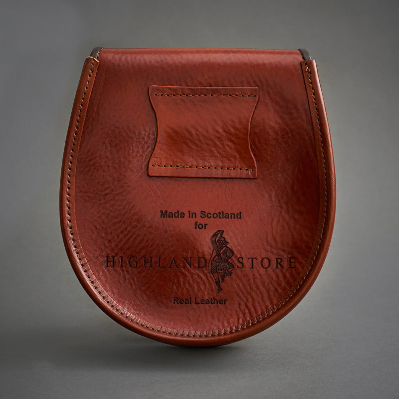 Hand Dyed Tan Leather Day Sporran Handmade in Scotland