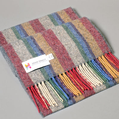 Pure Wool Scarf with Colourful Stripes