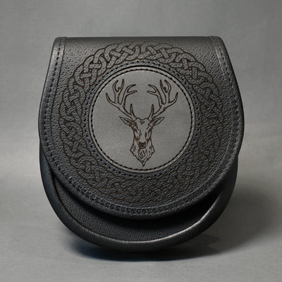 Jacobite Stag Head Leather Day Sporran