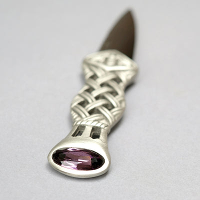 Sgian Dubh with Pewter Celtic Design Handle & Amethyst Stone
