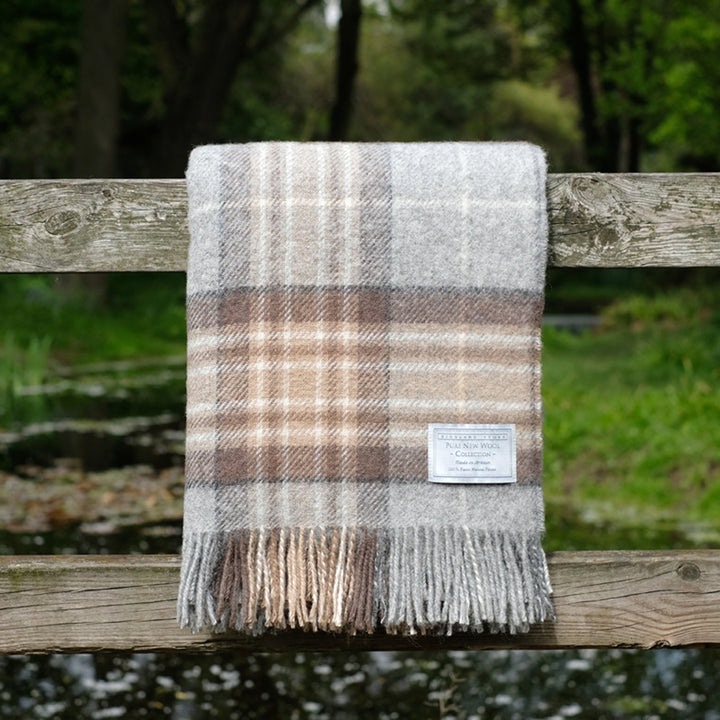Scottish Pure Wool Tartan Blanket - 75x55 Inches, 100% Wool, Fringed Edges, Multiple Tartan Colors - View #3