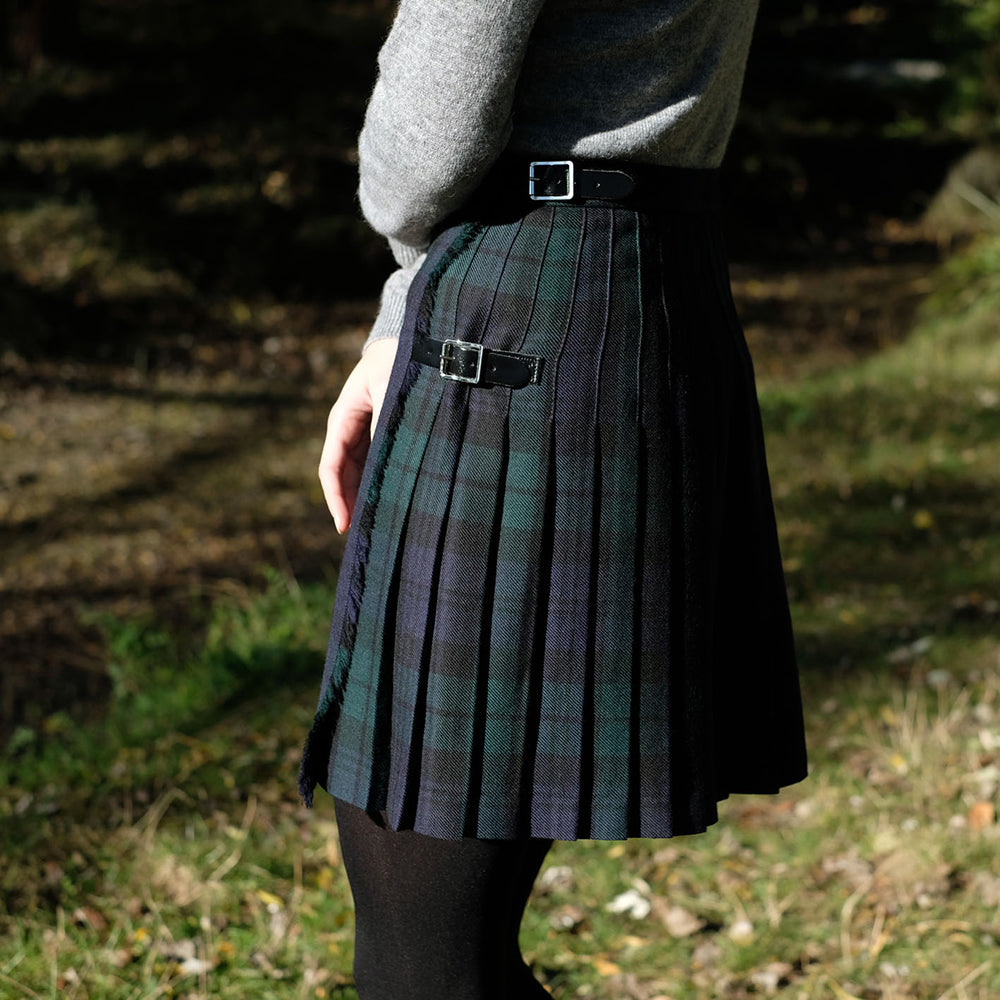 Women's Mini Kilt 100% Worsted Wool Black Watch Tartan