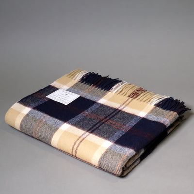 Merino Wool Navy Bannockbane Tartan Blanket