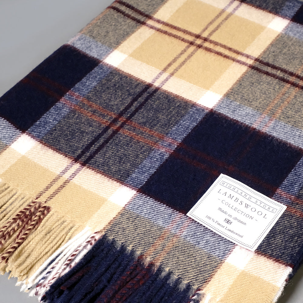 Merino Wool Blanket Navy Bannockbane Tartan 100 Lambswool Highland Store