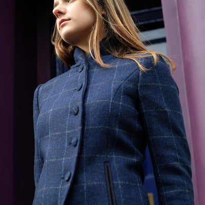 Tweed Riding Jacket in navy check