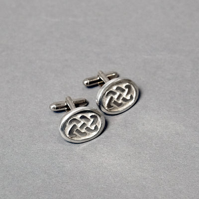 Oval Pewter Cufflinks with Celtic Design