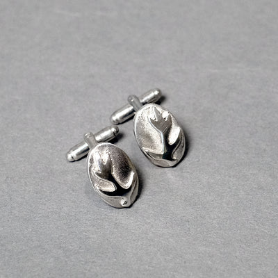 Oval Pewter Cufflinks with Horn Design