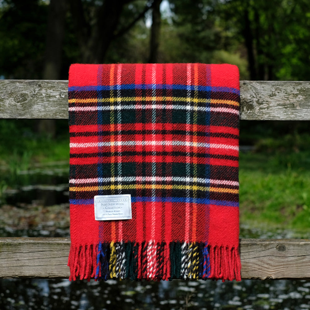 Pure Wool Blanket Wool Throw Royal Stewart Tartan Highland Store